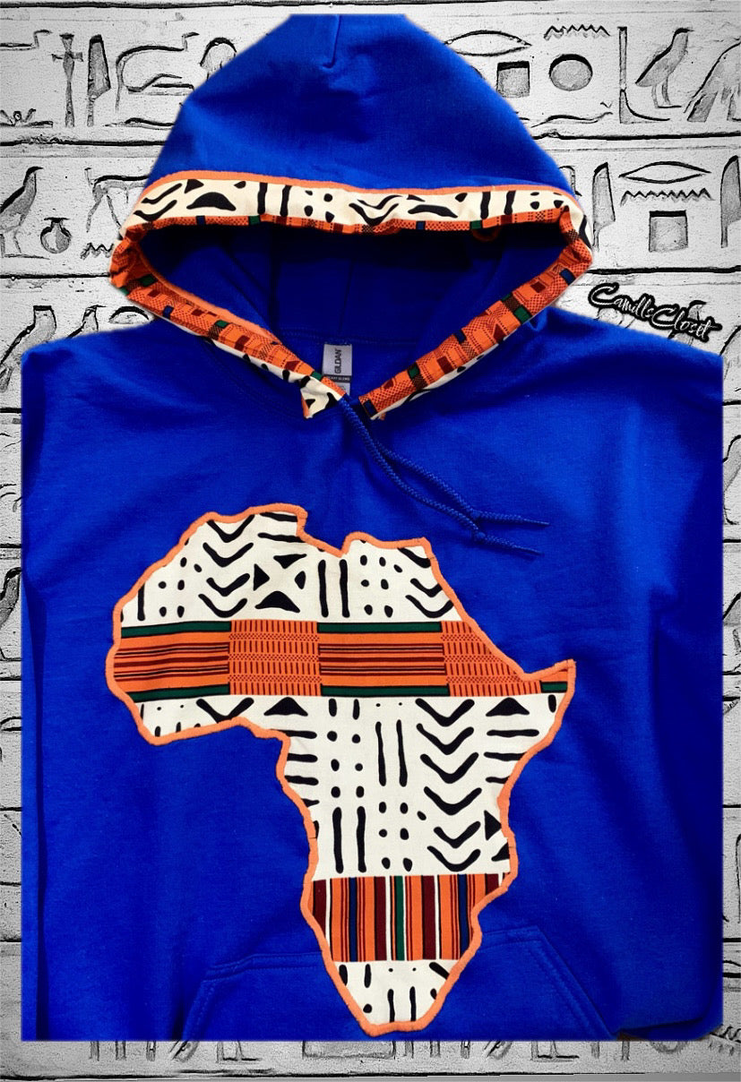 Royal Blue Mud Cloth Hoodie
