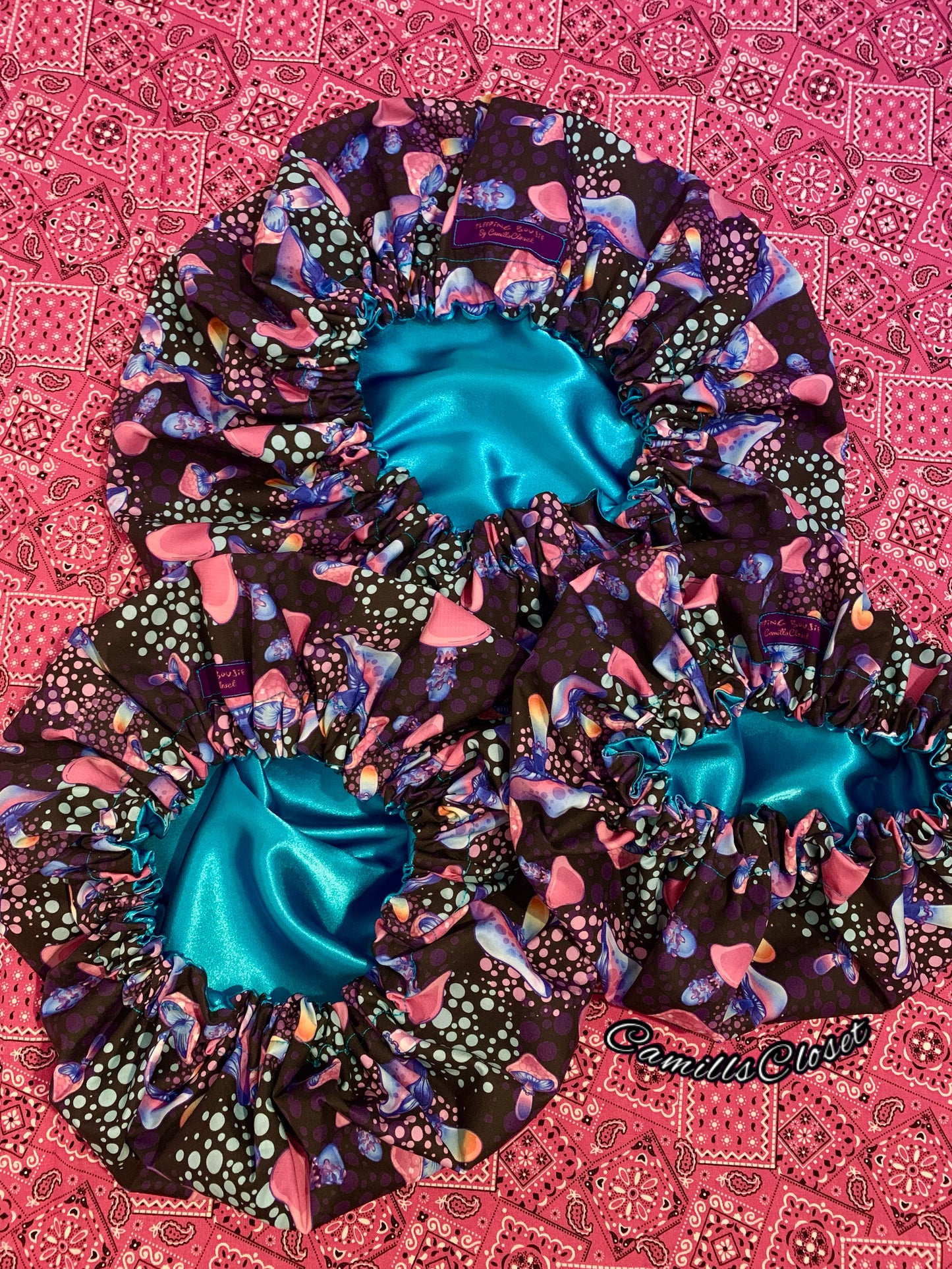Purple & Turquoise Mushroom Bonnets