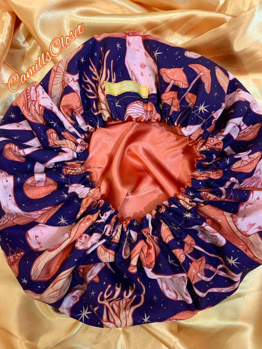 Blue and Orange Mushroom Bonnets