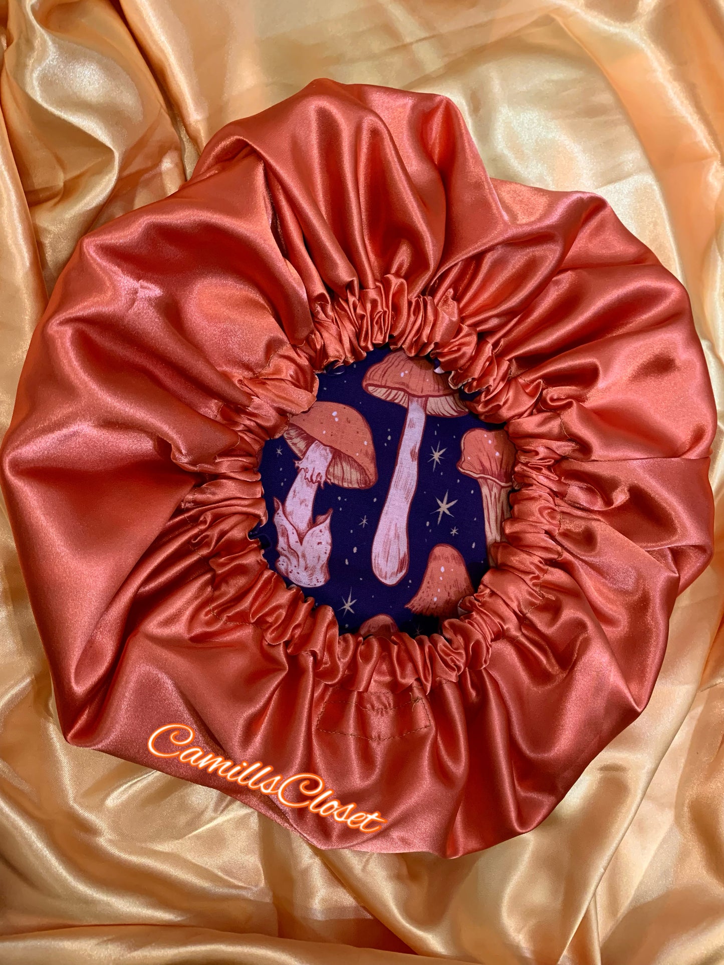 Blue and Orange Mushroom Bonnets