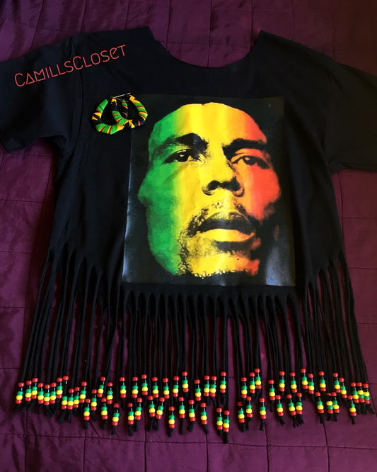 Bob Marley Beaded Shirt
