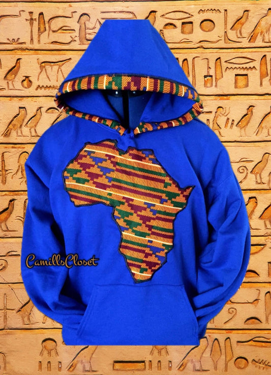 Royal Blue Kente Africa Hoodie