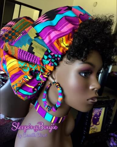 Pink/Purple Kente Bonnets