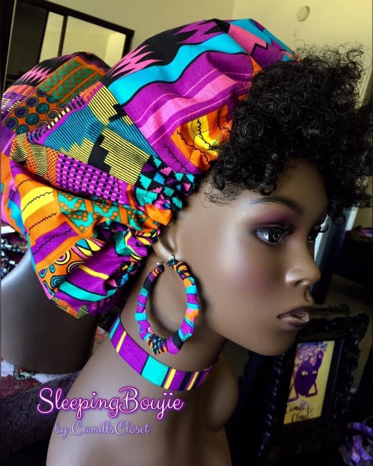 Pink & Purple Kente Bonnets