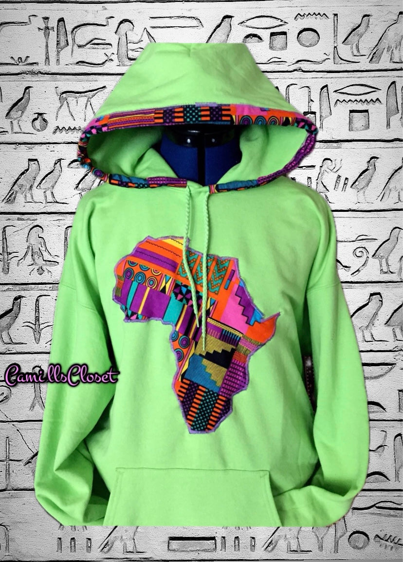 Neon Green Africa Hoodie