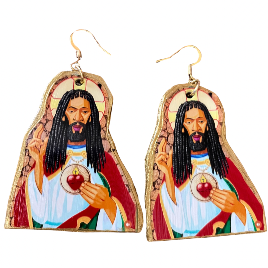 Black Jesus Earrings